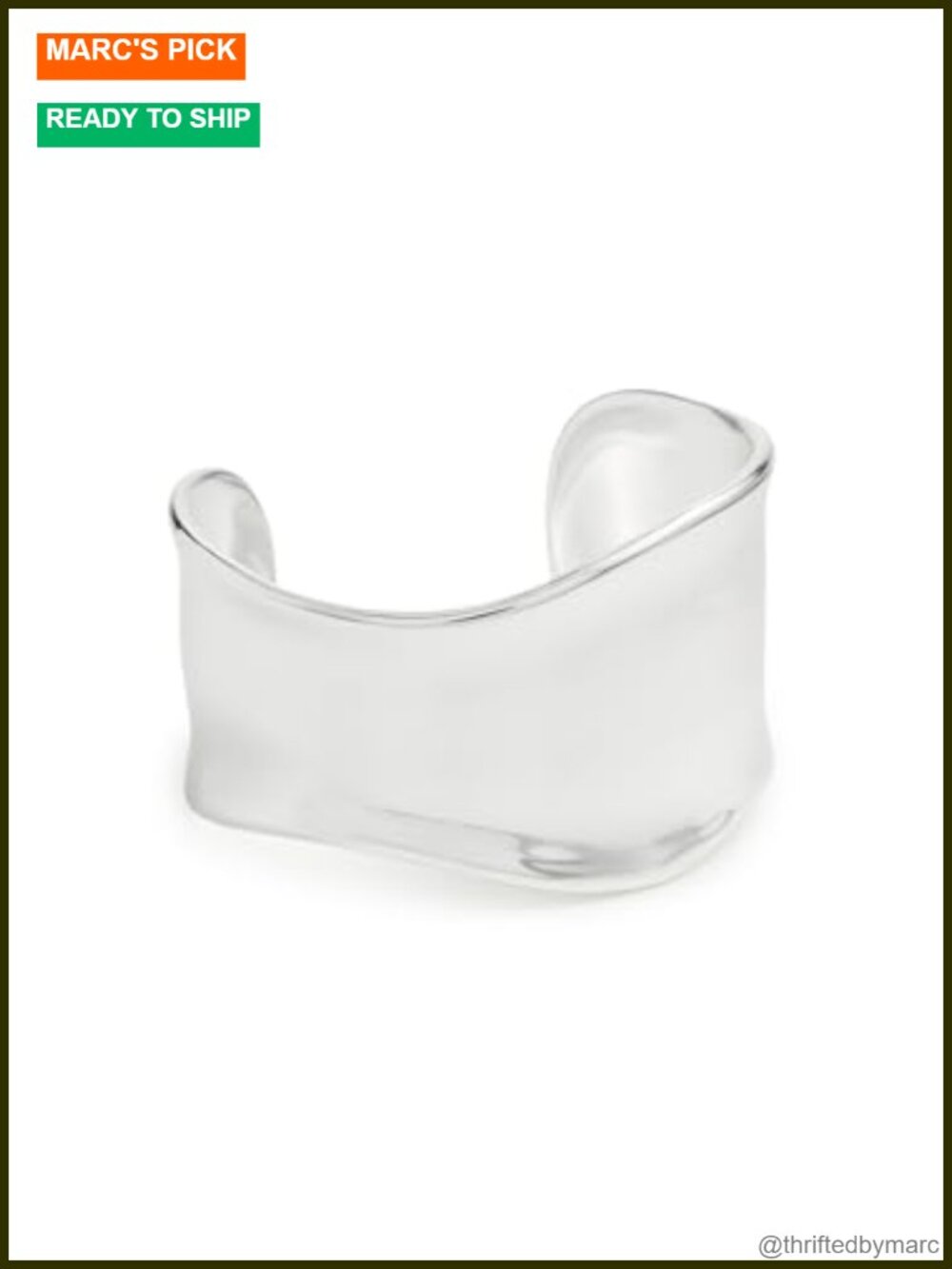 925 Sterling Silver Chunky Cuff Bracelet Fold Over Clasp